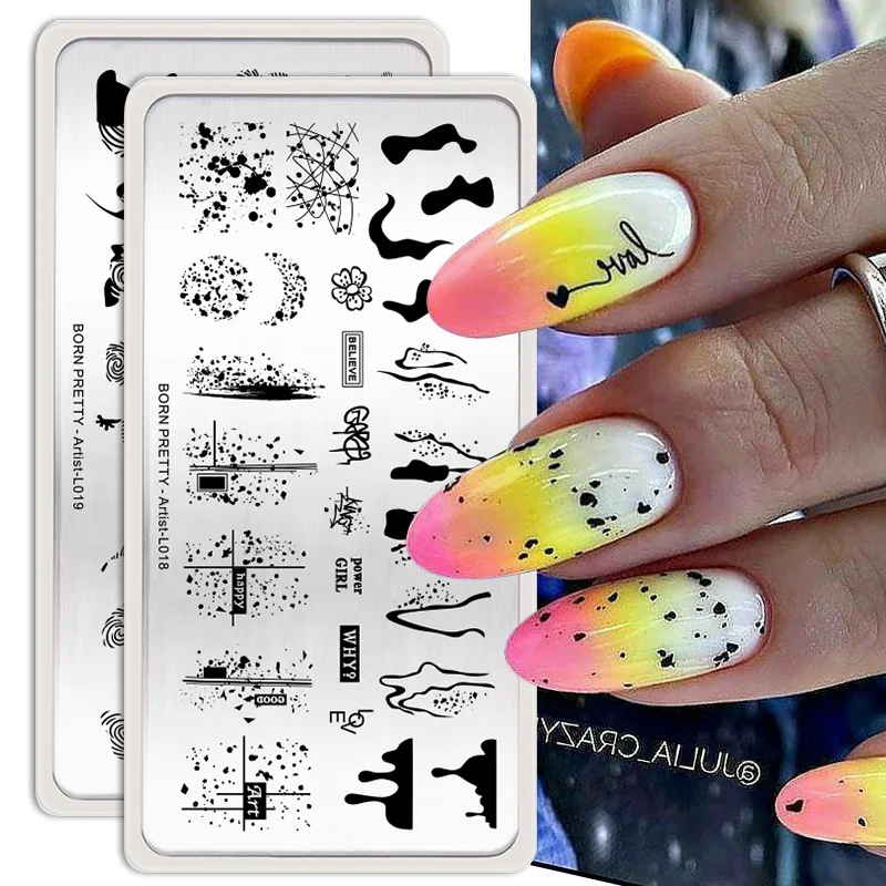 BORN PRETTY Artist Stamping Plates Geometry Line Animal Love Design Stamping Template Stencil Tools  Nail Art Design Manicu