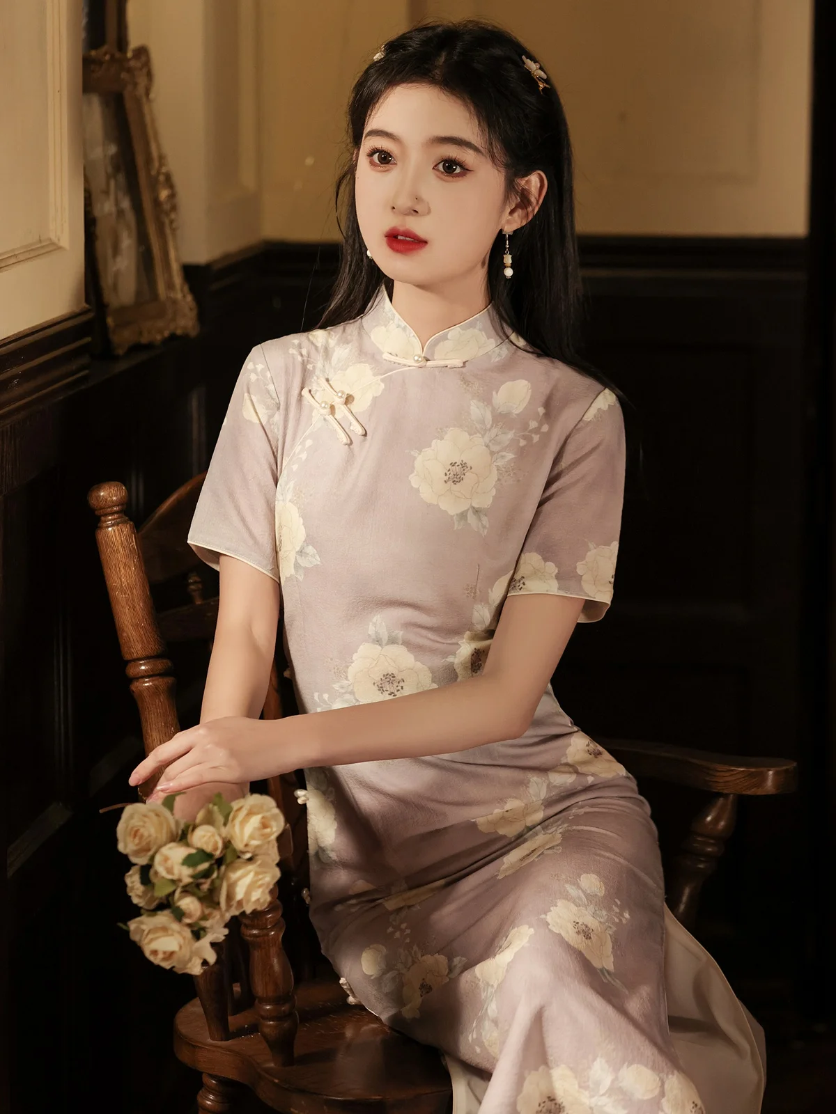 Young Retro Republic of China Style Short-Sleeved Cheongsam Spring and Summer New Daily Wearable Improved Chinese Dress