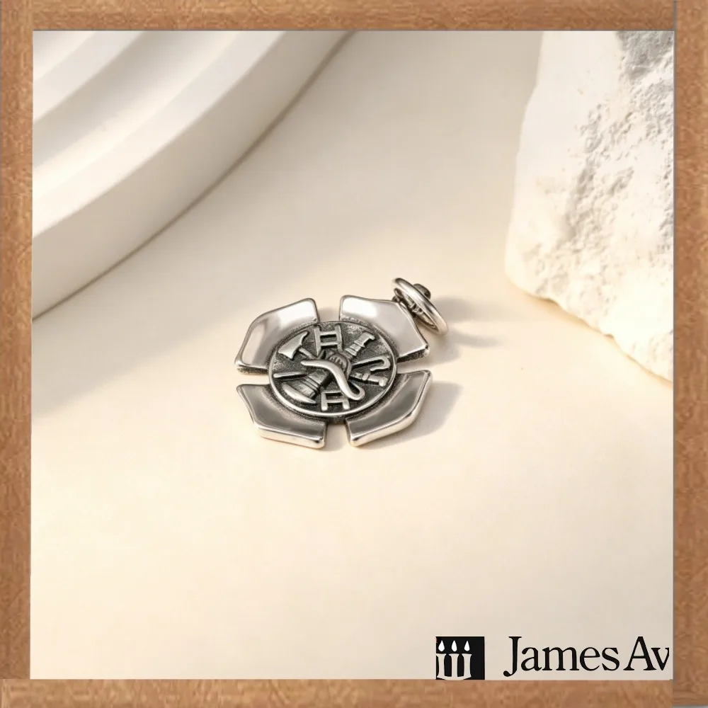 S925 Firefighter Maltese Cross Dangle Charm Pendant Fire Department Symbol Bead for Chain Bracelet Necklace DIY Jewelry