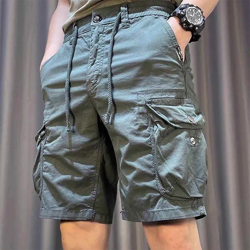 Summer Tooling Shorts Men's Casual Pants Multi-Pocket Loose Elastic Retro Versatile Sports Five Points