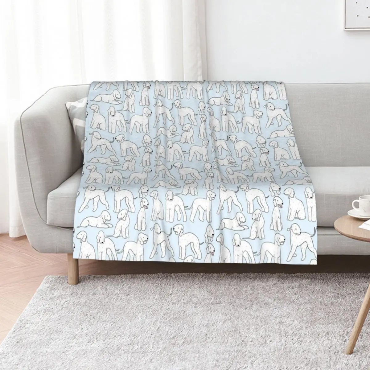 Bedlington terrier cute dog pattern Throw Blanket Heavy Bed linens Sofas Cute manga Decorative Throw Blankets