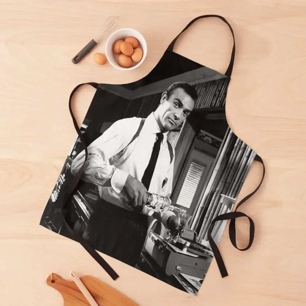 

Sean Connery Pouring a Drink, Black and White Vintage Art Apron useful gadgets for home Apron