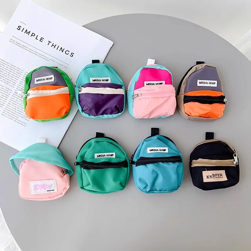 Neck Hanging Coin Purse New Polyester Earphone Storage Bag Cute Mushroom Mini Wallet Anti-Theft Contrasting Color Small Key Bag