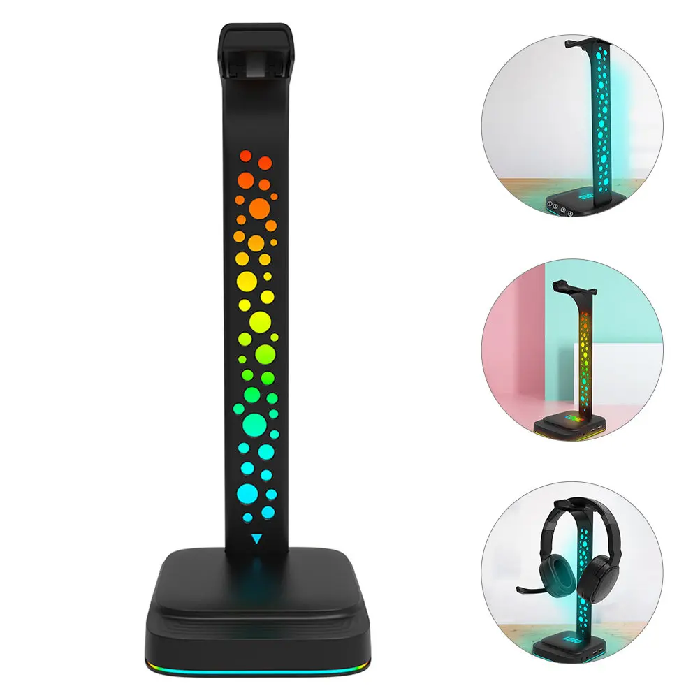 

Подставка для наушников с RGB-подсветкой, USB-зарядкой, устойчивым основанием, настольный держатель для гарнитуры, аксессуары для игровой комнаты, универсальный для офиса