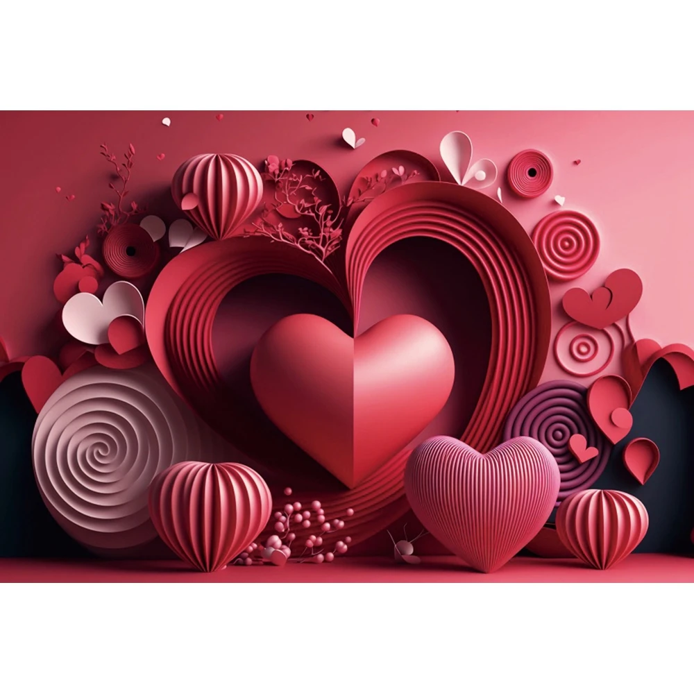 Red Love Heart 3d Shape For Valentine's Day Backdrops Bridal Shower Wedding Ceremony Decoration Rainbow Backgrounds Photocall