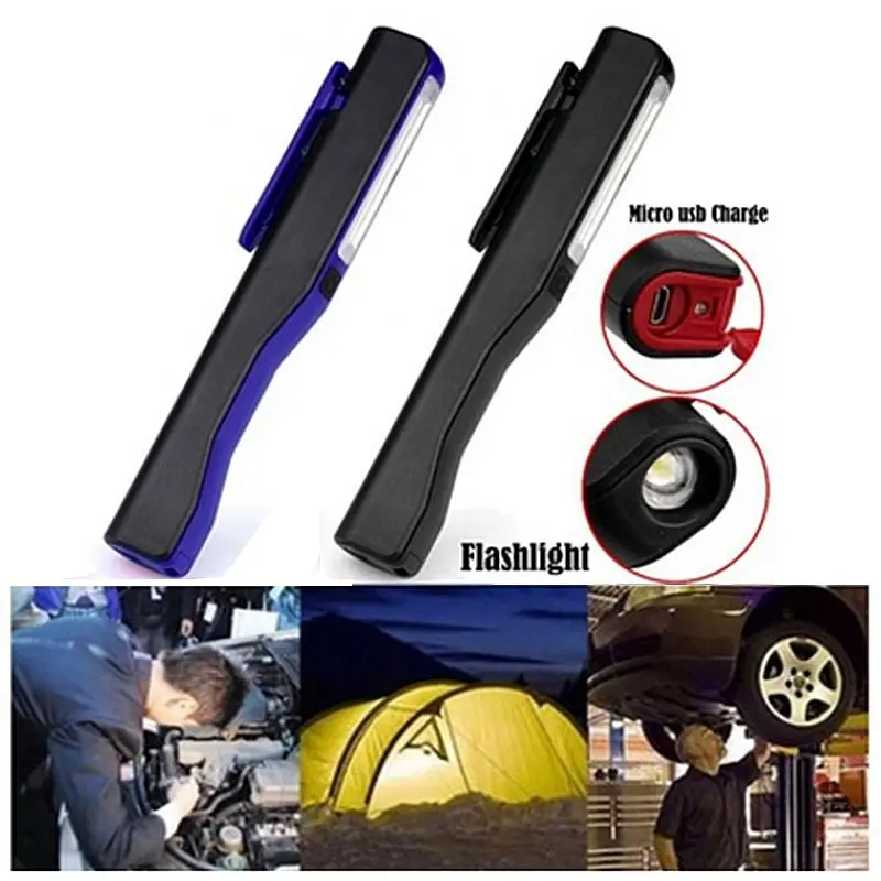 Luz LED COB portátil recargable, lámpara de inspección de trabajo para acampar, antorcha de mano magnética para el hogar, taller, automóvil y Camping