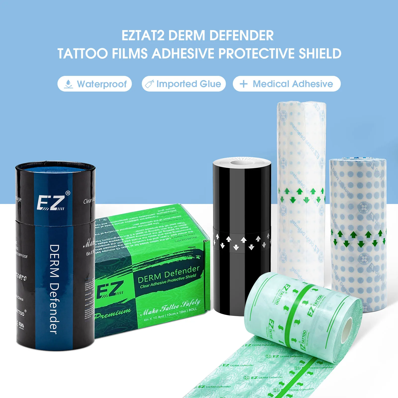 Ez Premium/reguläre Derm Defender Tattoo klar klebende Schutzschild Schutz Tattoo Film Nachsorge Tattoo Versorgung