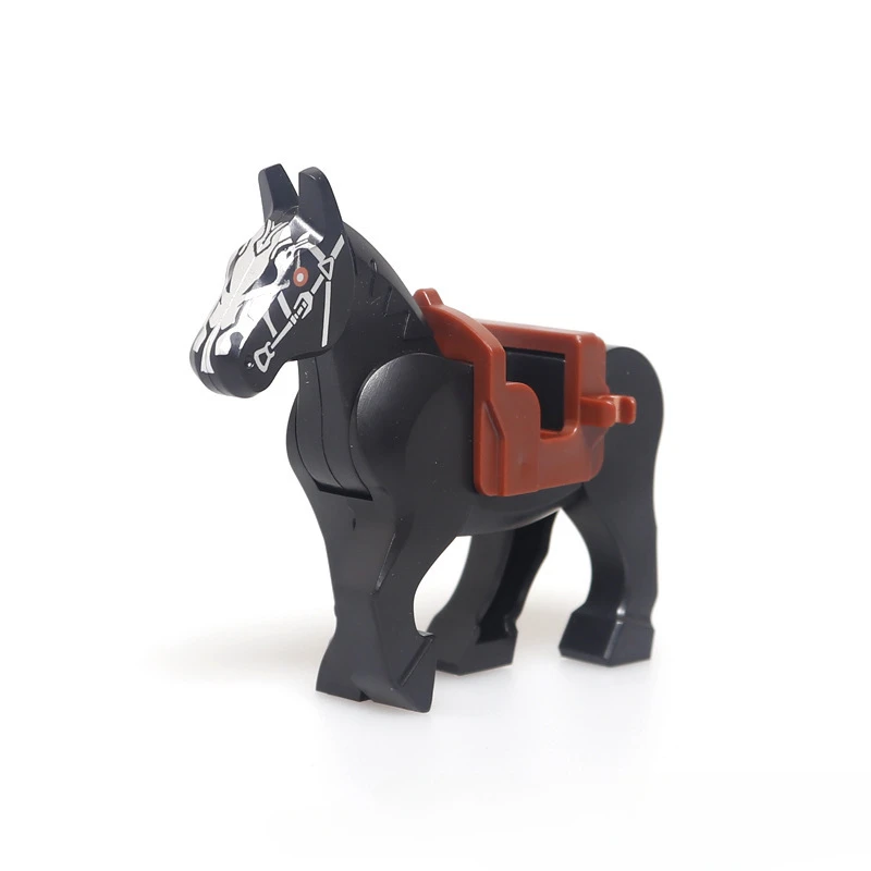 Building Block MOC Part War-horse with Saddle Saddle Horse Military Scene Accessories Compatible with Lego Part