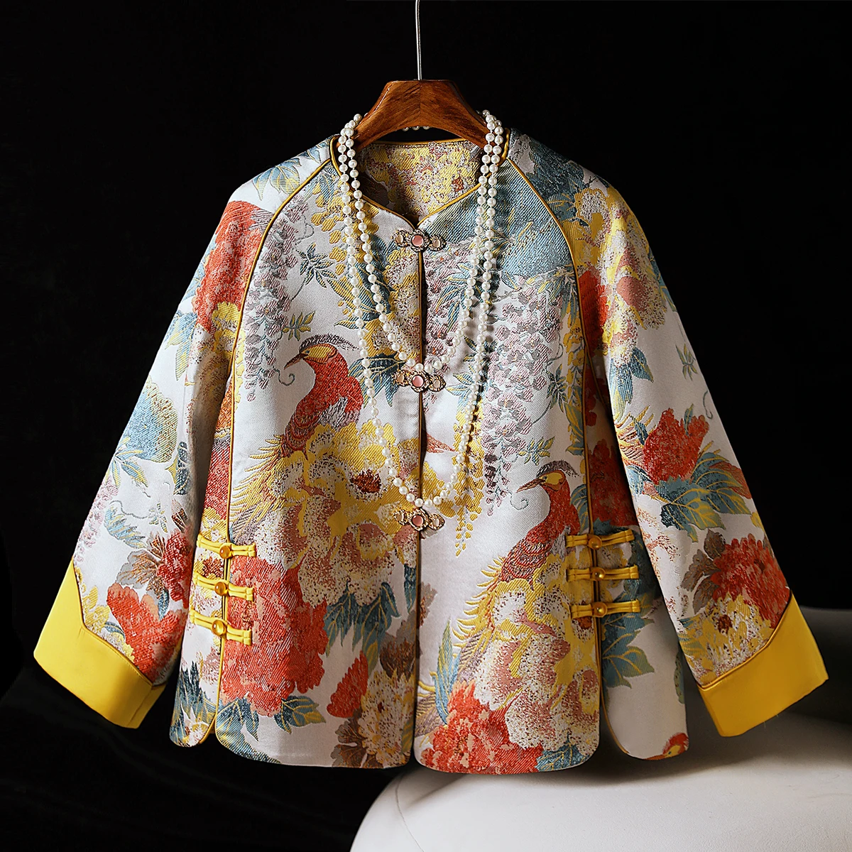 

Ele Traditional Chinese Jaet Women's Beautiful Outerwear Top Retro Sle Long Sve Daily Wear Polyester