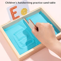 Reusable Sand Writing Tray with Pen and Card Wood Practice Board for Letters and Number Educational Toy for Kids