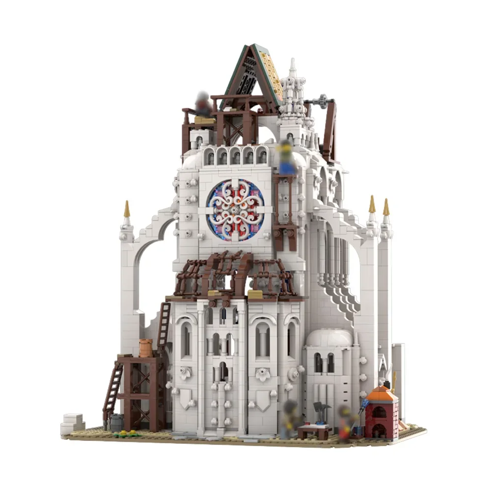 MOC 中世建設現場ビルディングブロックモデル古代城教会建築レンガ組み立ておもちゃ子供のためのギフト