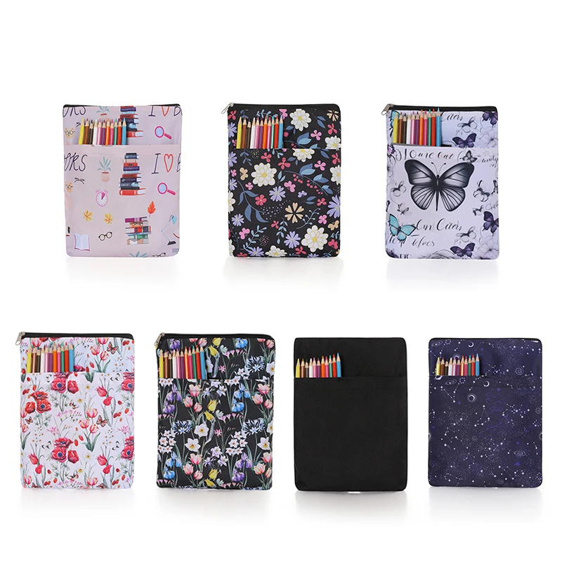 1pc Book Sleeves Flowers Book Protector Book Covers for Paperbacks Washable Cloth Book Cover with Zipper and Extra Sleeve Pocket