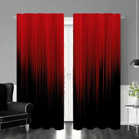 Blackout Luxury Deep Red Blackout Curtains Panels for Living Room Bedroom Thermal Insulating Drapes Modern Window Decor