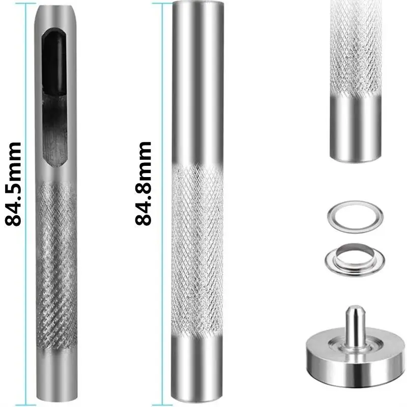 100 Sets Metall-Ösen in den Größen 6/8/10 mm mit Montagewerkzeug-Set für DIY-Schuhe, Handtaschen und Lederwaren. – Detail 3