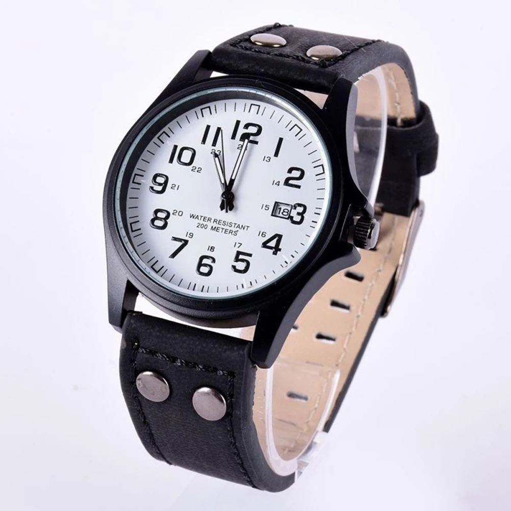 

Stylish Quartz Watch Men Sports Black White Leisure Wristwatch Adjustable B Premium Material Big Round Dial Easy Reading