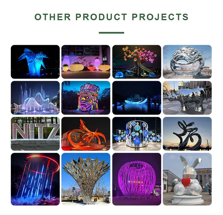 LED Light Customized Modern Outdoor Decoration Abstract Stainless Steel Metal Sculpture Lighting
