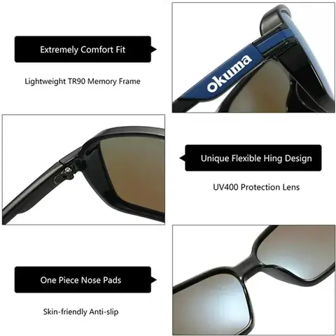 OKUMA fyrkantiga polariserade solglasögon för män och kvinnor utomhusresor sport cykling förare fiskeglasögon 12 best sales Okuma-rulle - №11