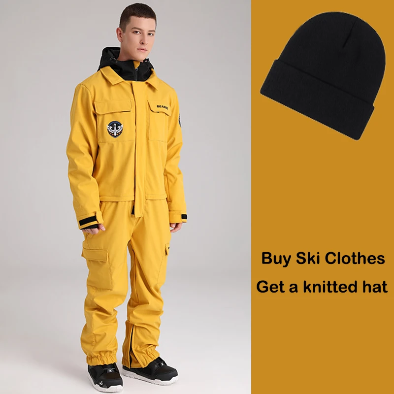 Einteiliger weiblicher Schnee anzug wasserdichter Frauen ski overall wind dichter Outdoor-Snowboard overall mit Kapuze Outfits Ski kleidung – Detail 2