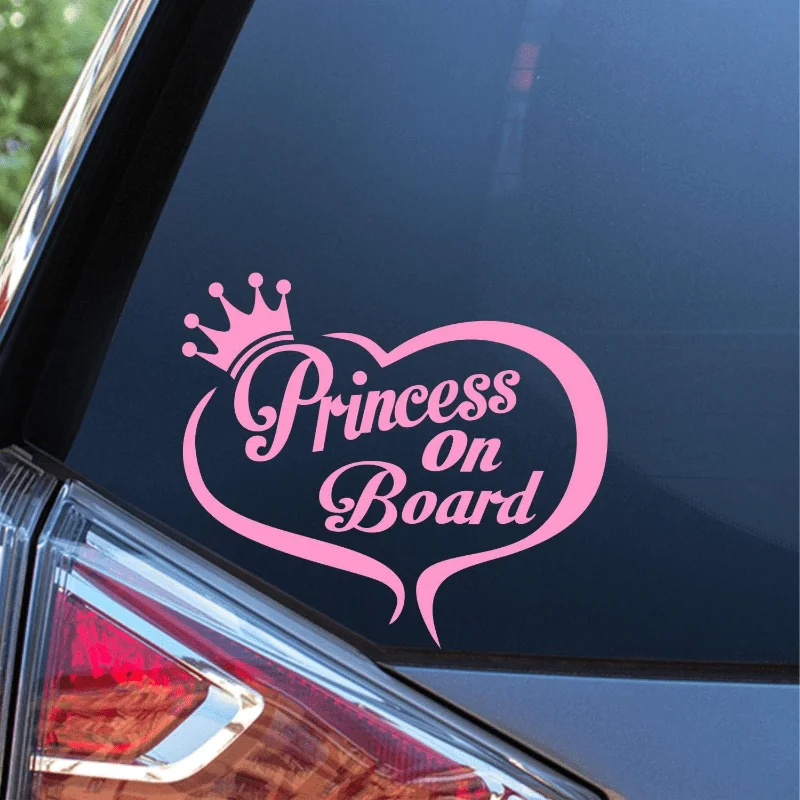 Enhance Your Vehicle'S Appeal with This Charming Vinyl Heart Sticker That Says 'Princess on Board'