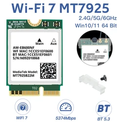 WiFi 7 MT7925 kablosuz WiFi kartı BT5.3 Tri Band 2.4G 5G 6GHz M.2 ax M.2 anahtar E 5400Mbps NGFF Ethernet adaptörü win 10/11 için