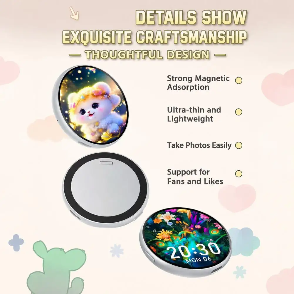 Smart HD Display E-Badge for Anime Fans – Bluetooth Electronic Brooch Pin, Customizable DIY Digital Badge Accessory