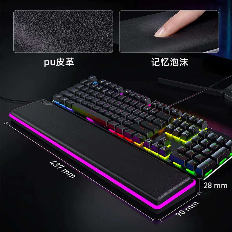 Keyboard Rgb Wrist Rest Ergonomic Soft Memory Foam Supported Wrist Rest Pad Relieves Hand Pain Suitable For Gaming Office Use