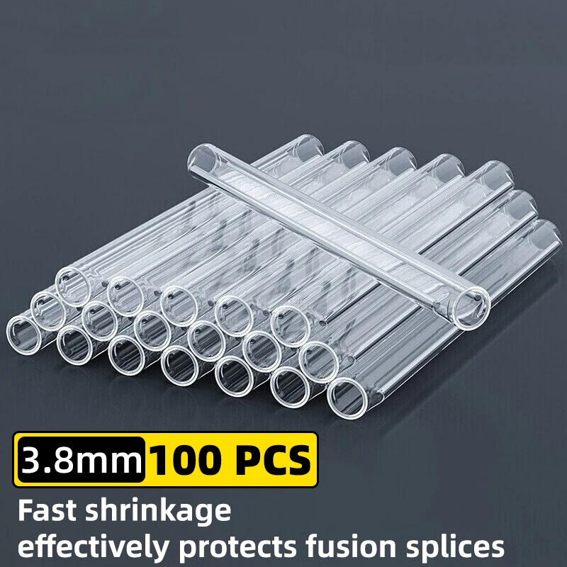 BYXGD 60mm Optical Fiber Heat Shrink Tube Fusion Splice Protector Sleeves, Flame Retardant with Stainless Steel Pin for FTTH