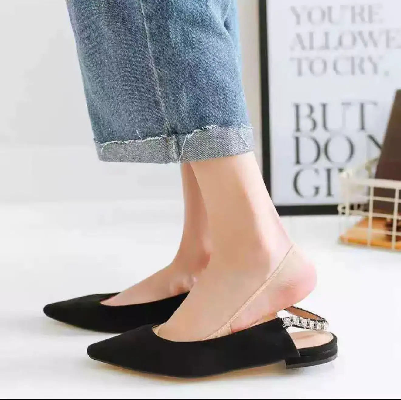 1/3/5 Pairs Random Solid Color Women's Half-Foot Invisible Socks, Shallow Mouth & Non-Slip for High Heels image 6