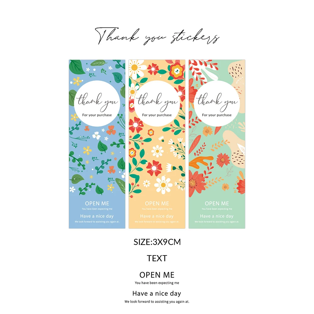 30-60pcs Flower Pattern Rectangular Sticker 3*9cm Thank You For Supporting my Small business gift sticker Personalized Labels