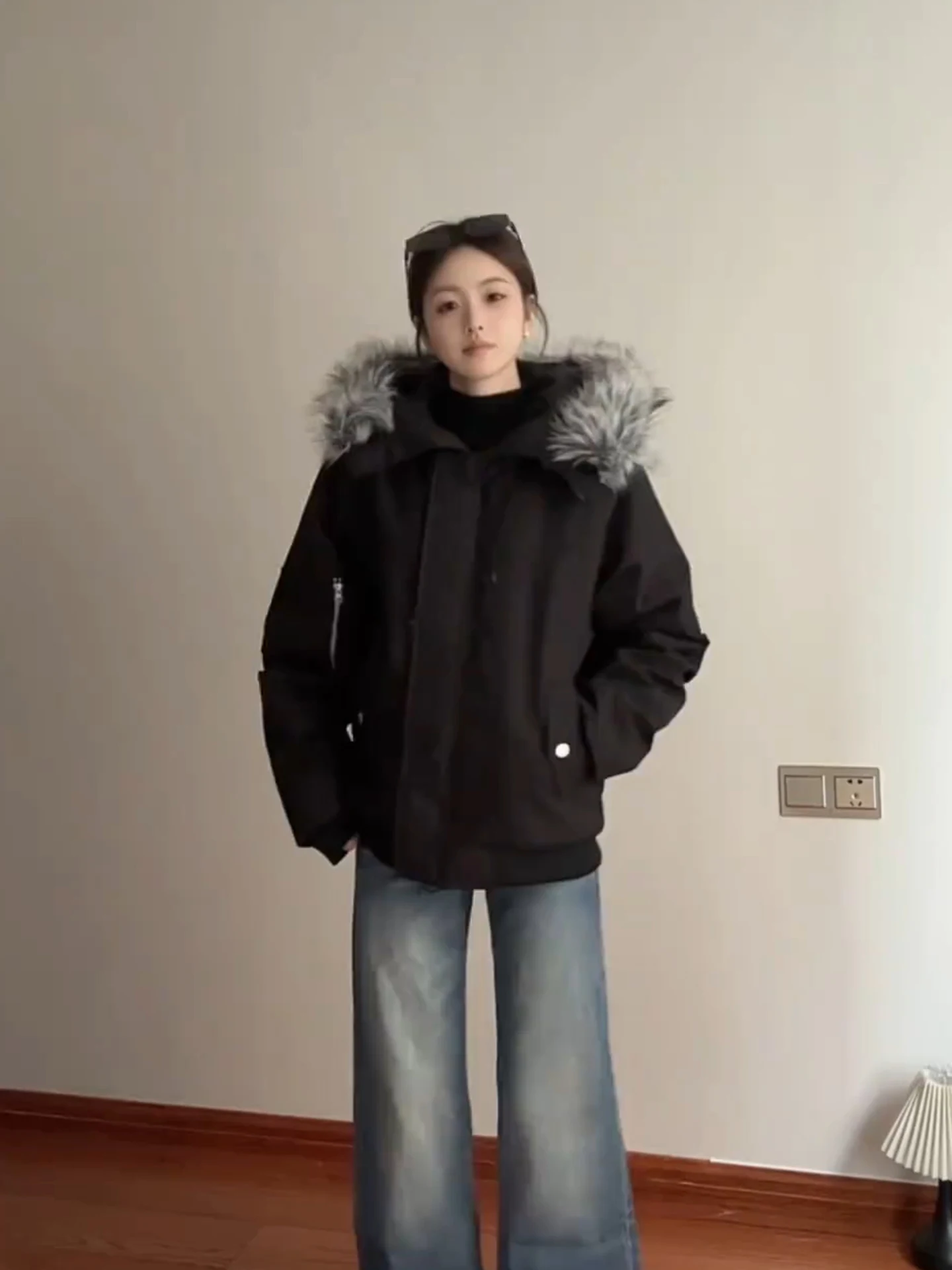 

Thiened American Hooded Parka down Jaet with Fur Collar for Men And Women Winter Warm Workwear Outerwear Trendy Brand Cou...