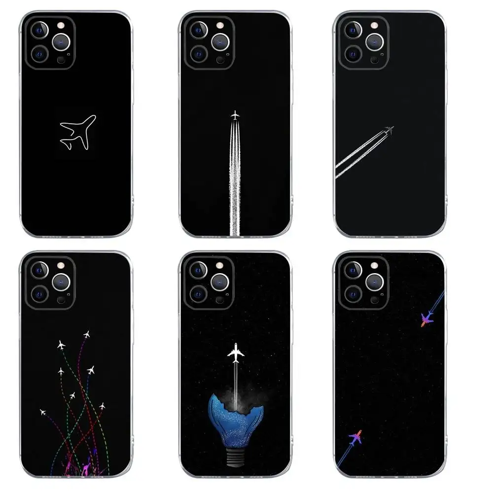 プレミアム飛行機柄スマホケース iPhone 16,15,14,13,12,11,Pro,Max,Xs,Xr,X,7,8,Plus,Mini対応 シリコンクリアカバー