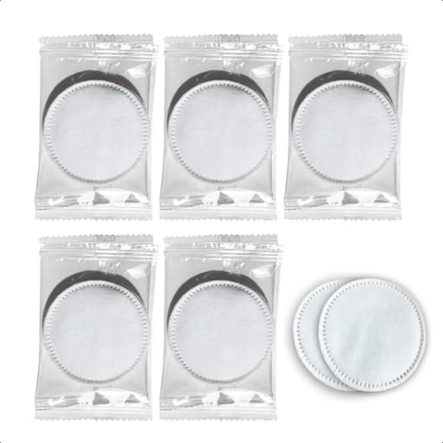 100 Pack Cotton Pads Individually Wrapped Cotton Rounds Travel Size Makeup Remover Pads for Eye Nail Polish Face Cleansing Pads