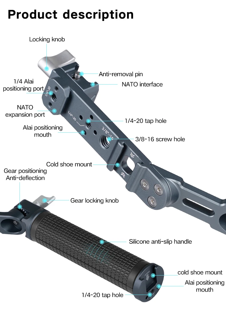Universalgelenk-Sling-Griff mit NATO-Klemme, Kaltschuhhalterung für DJI RSC2/RS3/RS3 Mini/RS3 PRO/RS4/RS4 PRO Handstabilisator – Detail 11