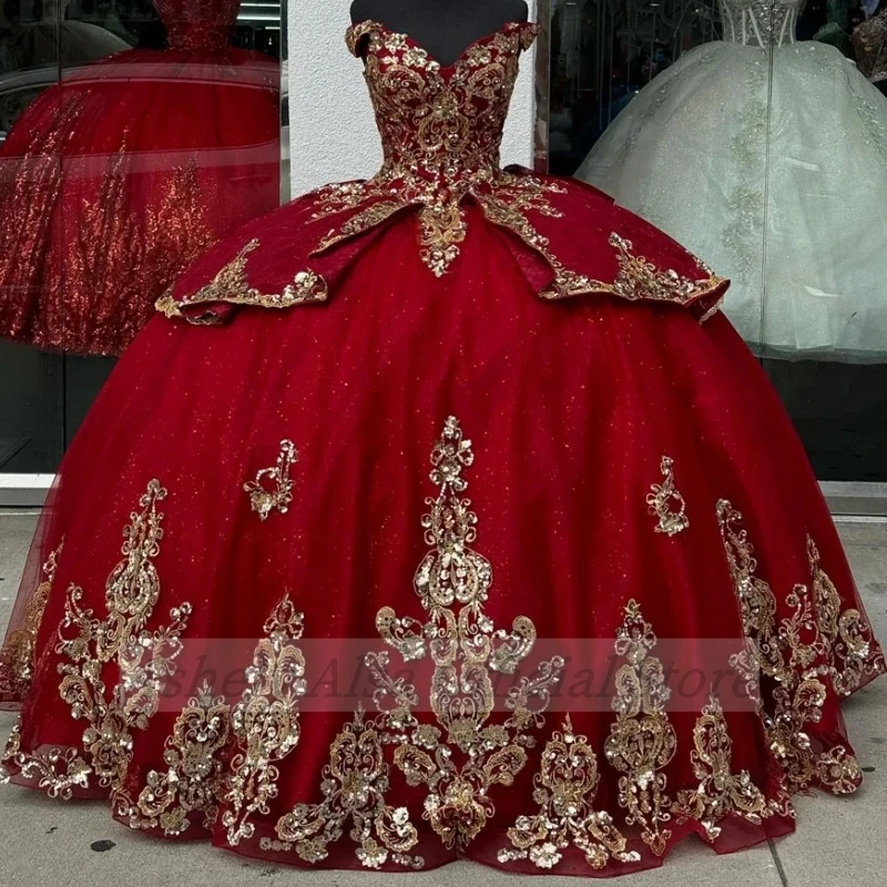 Robe de Rhde luxe princesse rouge avec appliques à paillettes, robes de soirée éducatives, 16 pièces, image réelle