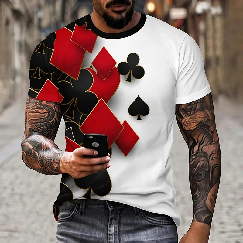 New Fashion 3D Poker Print Tshirts For Men Clothing Vintage Casual O-neck Tops Summer Oversized Short Sleeve Oversized T-Shirt