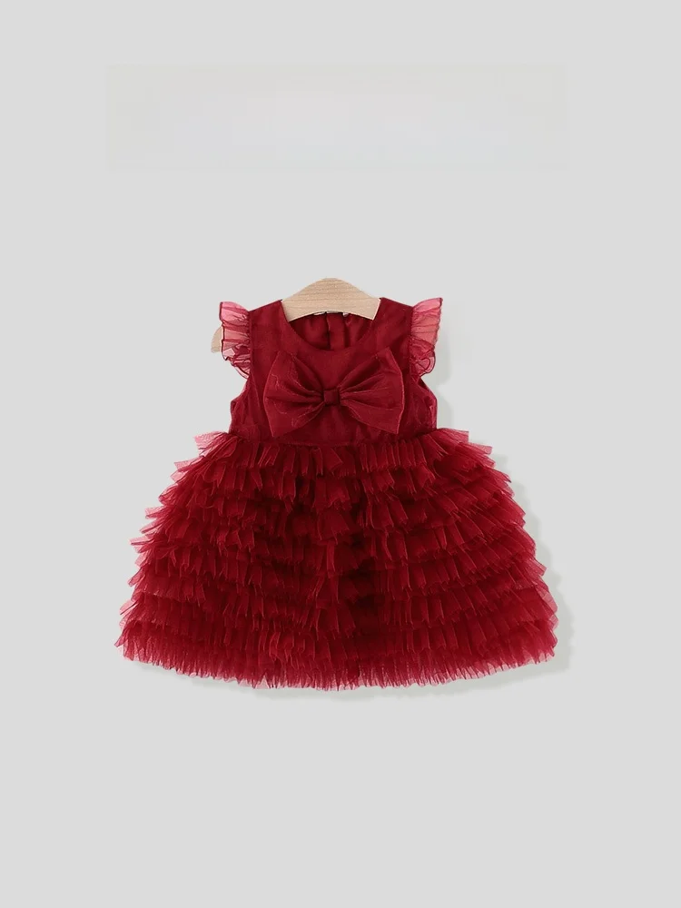 princess-style-summer-mesh-puffy-skirt-for-girls-no-sleeve-elegant-one-year-old-gift-dress-soft-mid-high-waist-bouncy-skirt