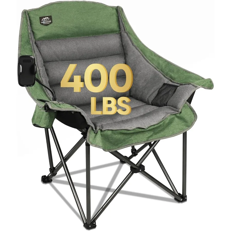 

Oversized XL Folding Camping Chair with Heavy Duty Support up to 400Lbs Large Comfortable Padded Seat for Adults Outdoor Lawn A