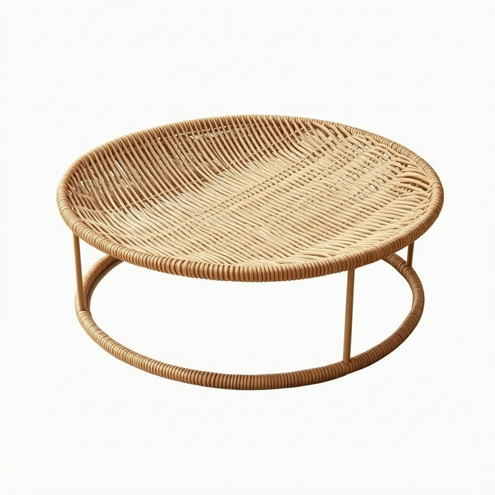 Cozy Rattan Cat Basket Bed Handwoven PP Fiber Pet House for Living Room Sunbathing Spot