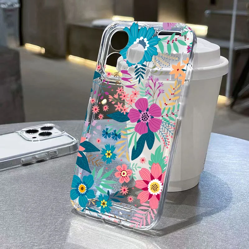 S24 Ultra Kleurrijke Bloem Clear Zachte Siliconen Case Voor Samsung A55 A54 5G A53 A52 A33 A34 A35 A32 S23 Plus S22 S21 S20 FE Cover