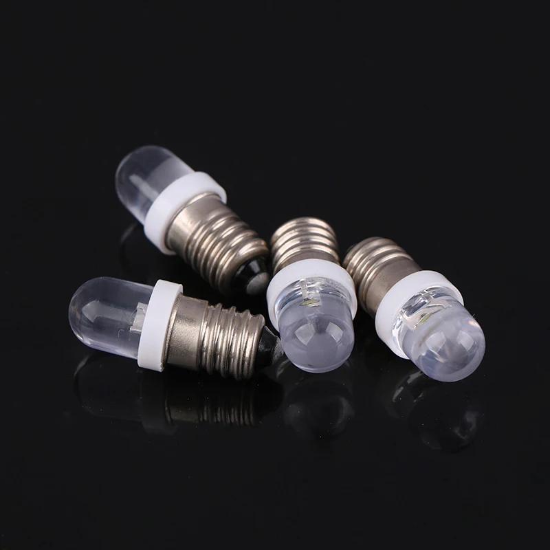 Hot 5Pcs E10 Led Bulb E10 DC 3V 6V 12V 24V Instrument Bulb E10 Indicator Bulb Old Fashioned Flashlight Torch DIY Work Mini Light