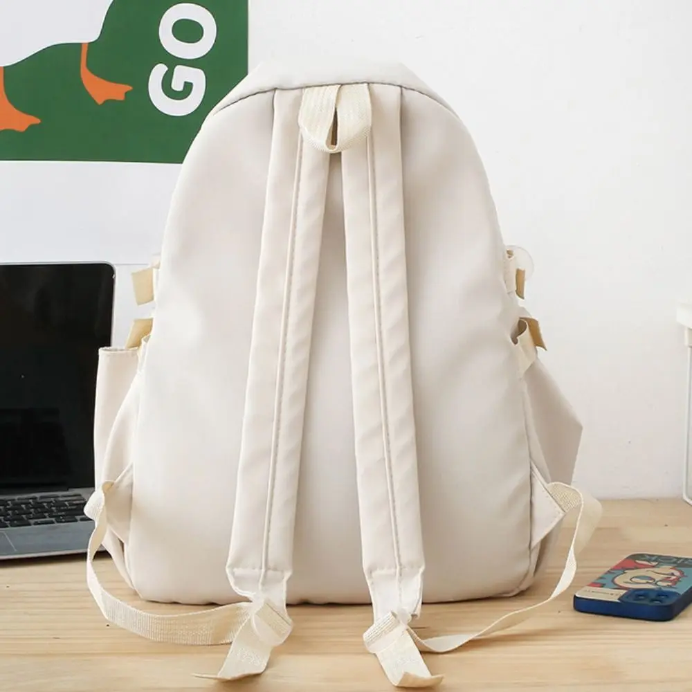 

New Large Capacity School Bag Portable Solid Color Lightweight Backpack Canvas Adjustable Strap Travel Bag Unisex