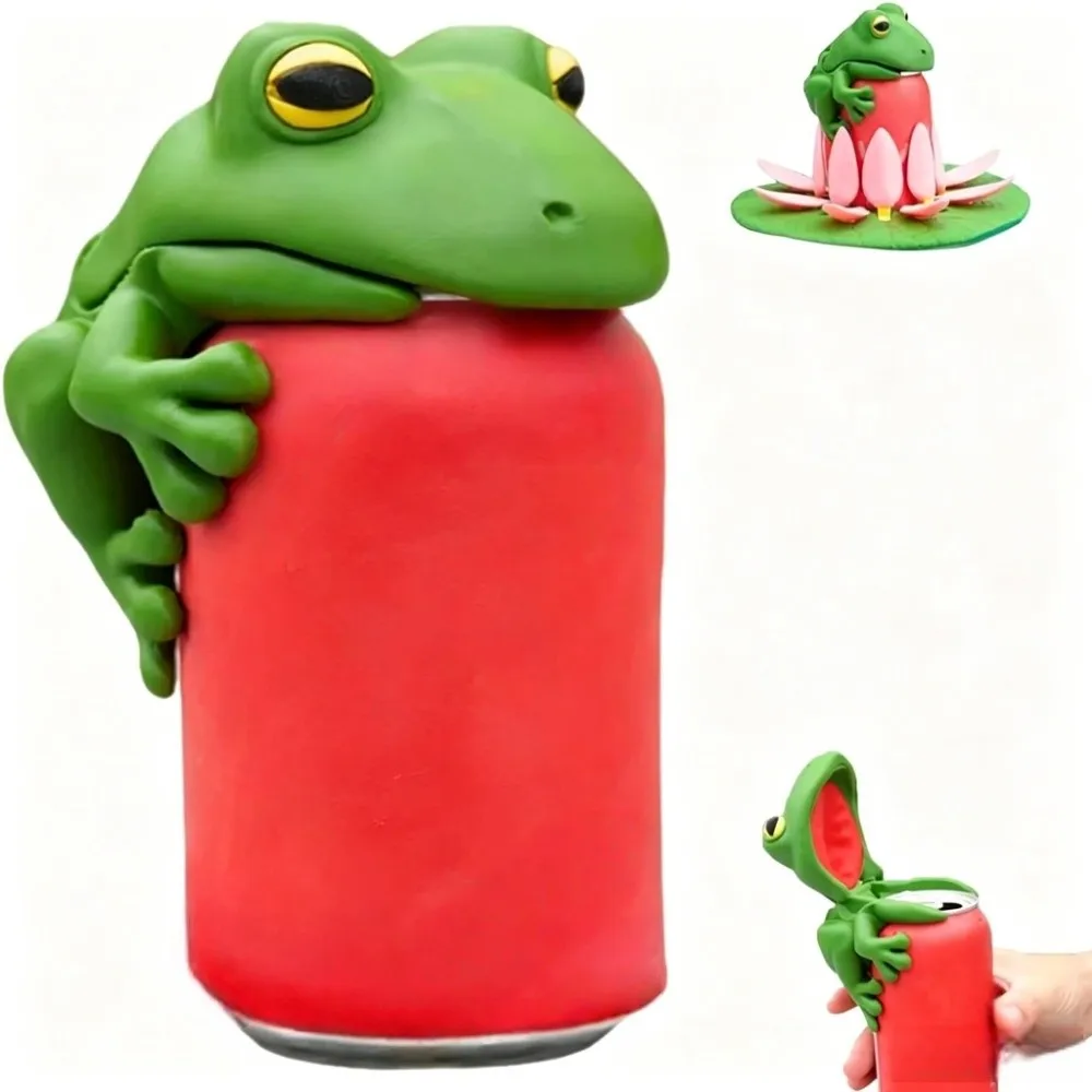 3D Printing Frog Cans Cover Universal Reusable Movable Mouth Frog Jar Lid Dust-proof Leakproof Soda Can Lid Drinkware Accessory