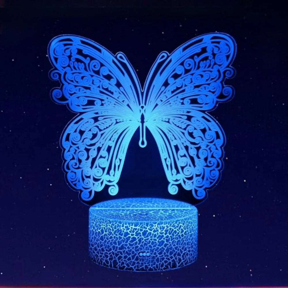 

Butterfly Night Light for Girls Bedroom 3D Illusion Lamp Colors Changing Dimmable Room Decor Touch Remote Control Birthday Gift