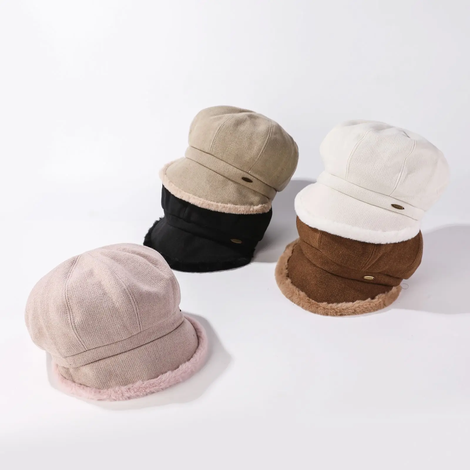 الشتاء في الهواء الطلق سميكة ودافئة الصوف مثمنة قبعة الرجعية النمط البريطاني الوجه تعزيز قبعة المرأة موزع الصحف قبعة
