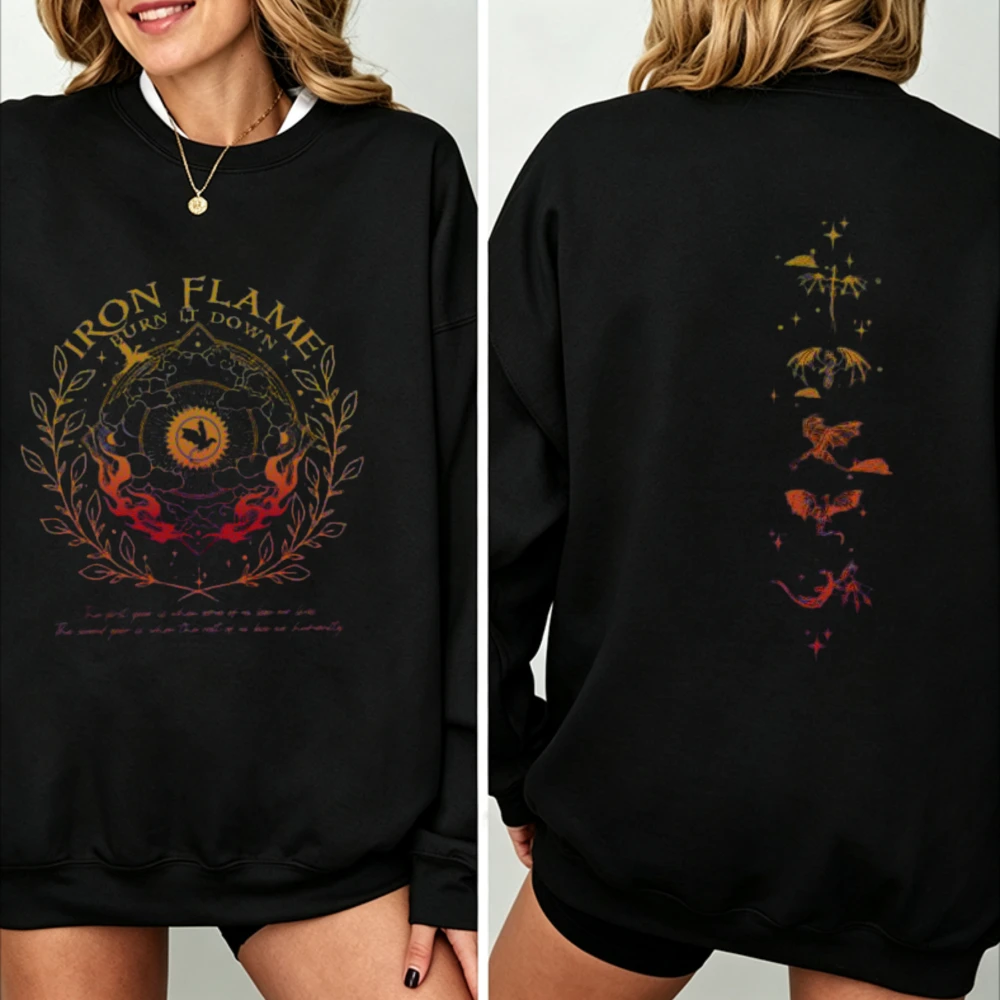 Iron Flame Burn It Down Hoodie Fourth Wing Dragon Rider Sweatshirt The Empyrean Series Pullover for Women Reader Gift Pullover