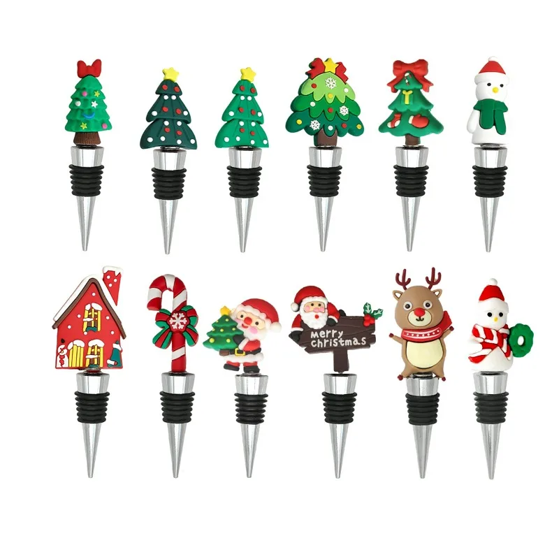 PVC Weihnachten Serie Wein Stopper Bar Party Dekoration schneemann Form Frischhalten Wein Champagner Stopper Bar Zubehör