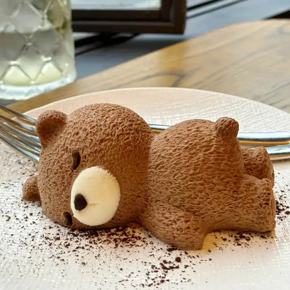 Kitchen Supplies Cake Mold Sleeping Bear Mold Mousse Baking Tool Pudding Mold 3D Silicone Candle Mould DIY