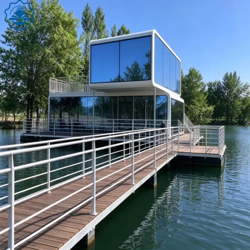 Factory Aluminum Alloy Pontoon Bridge Head Pier for Double Deck Floating Apple Cabin