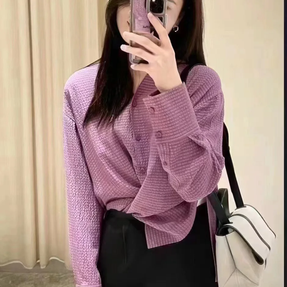 

Женская шелковая рубашка с v-образным вырезом и длинными рукавами, повседневный топ