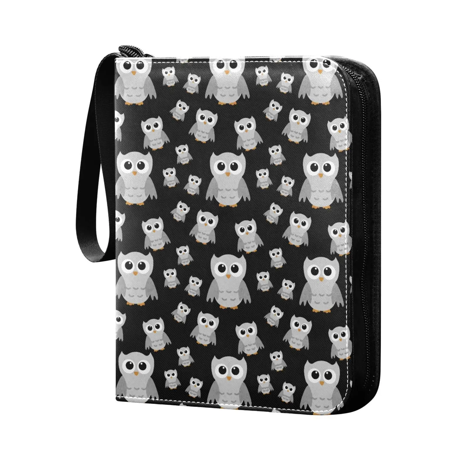 

Gray Owls Card Binder 4 Pocket Card Binder, 400 Double Sided Pocket Album for Sport Game Cards, Unique Card Collection Storage